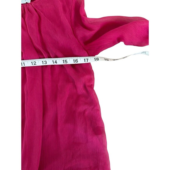 Boden Pink Blouse Gauzy Sheer Overlay Romantic Boho Chic Size 8 Preppy Top - Picture 4 of 6